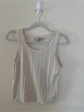 LOFT Cream Textured Scoop Neck Tank